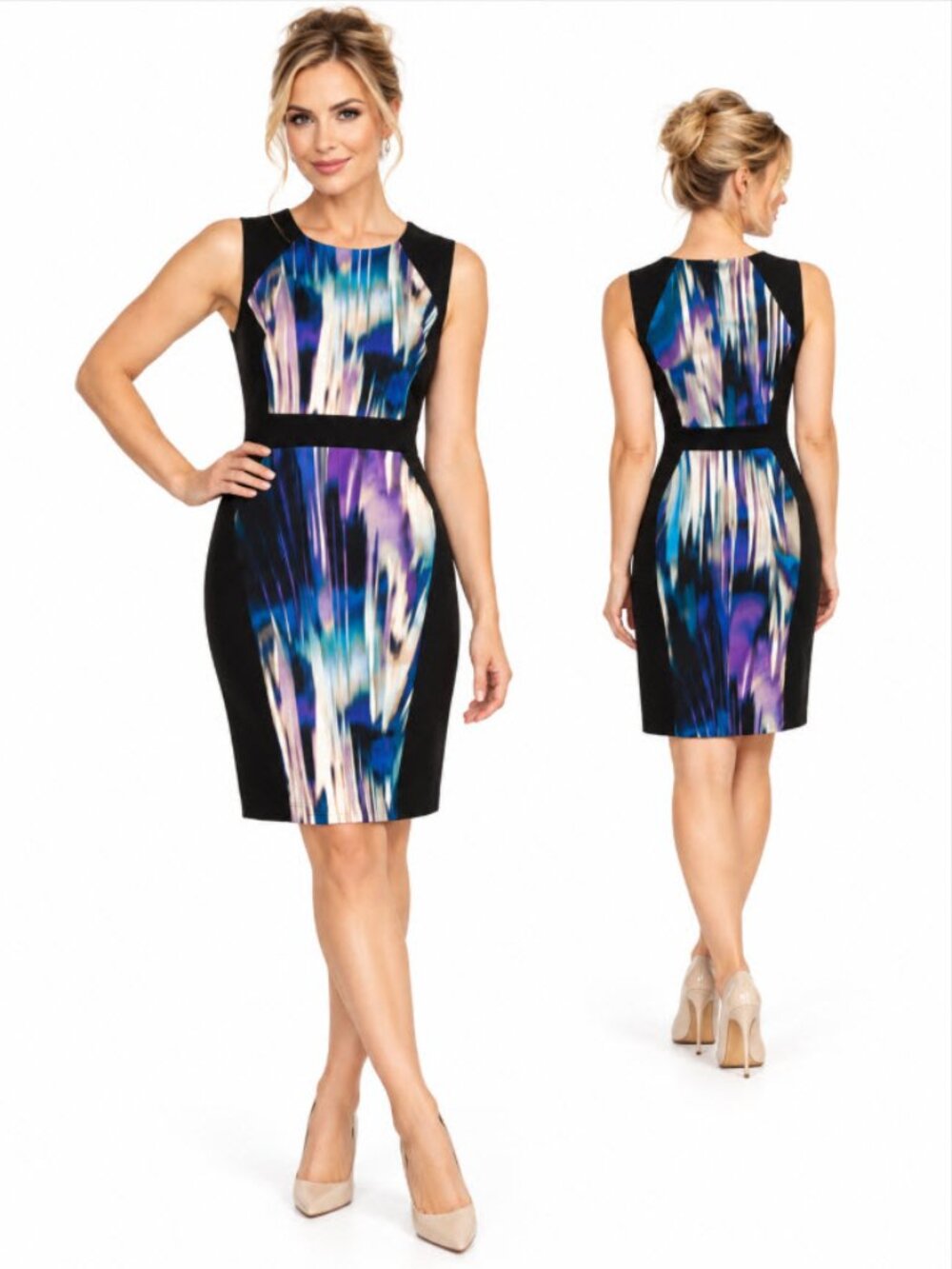 Calvin Klein Black Abstract Sleeveless Dress
